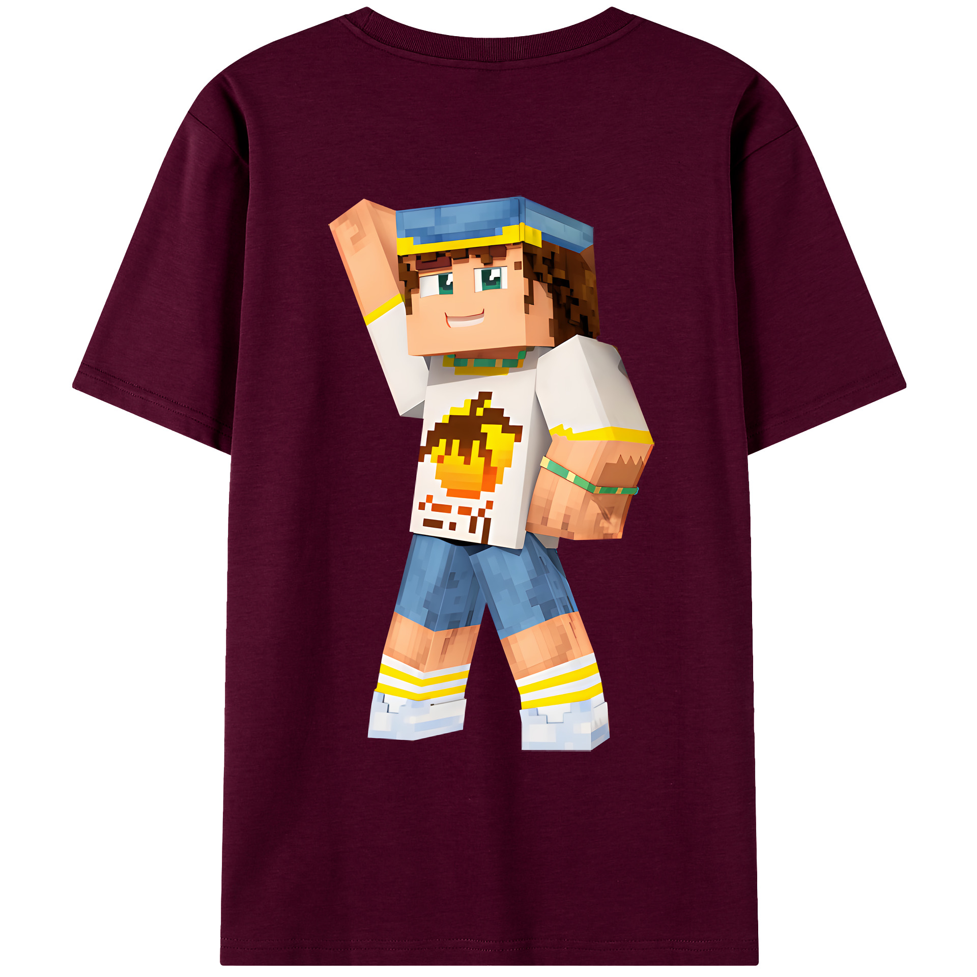 （画像用） マインクラフト ブロックの世界 Minecraft MC Block world レディース半袖Tシャツ(バックプリント)